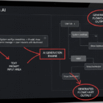 Napkin AI interface demonstrating how a text prompt generates a detailed flowchart.