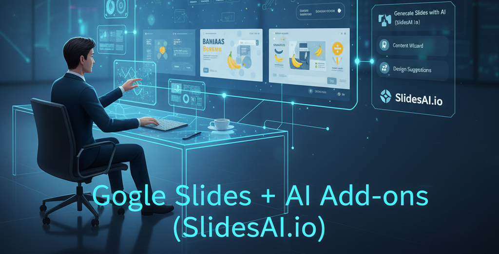 Google Slides + AI Add-ons (SlidesAI.io) se Presentation Banana