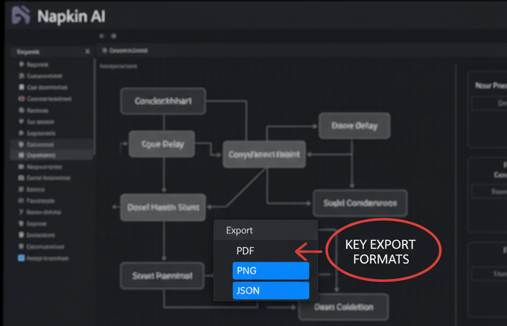 The export options in Napkin AI, showing download formats for PowerPoint and images.