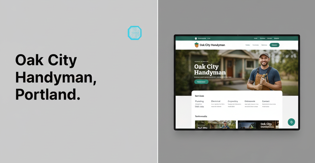 Visual demonstration of the Durable AI website builder creating a handyman site from a simple text prompt.