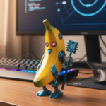 Finished nano banana AI 3D figurine on workspace